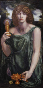 Mnemosyne, also titled Lamp of Memory and Ricordanza, 1881 by Dante Gabriel Rossetti, pre-Raphaelite artist, 12x8" (A4) Poster