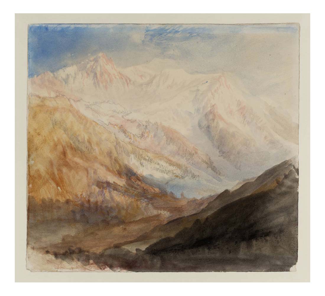 Mont Blanc and the Glacier des Bossons from above Chamonix, Evening, 1836 by John Mallord William Turner RA, 12x8"(A4) Poster