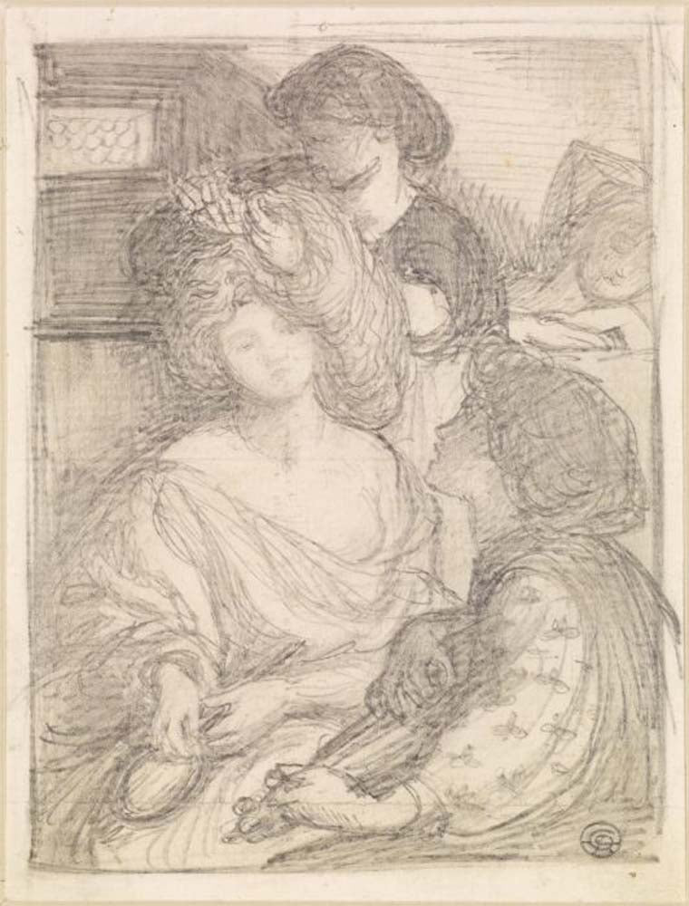 Morning Music - Compositional , 1864 by Dante Gabriel Rossetti, English Pre-Raphaelite Painter,12x8"(A4) Poster Print