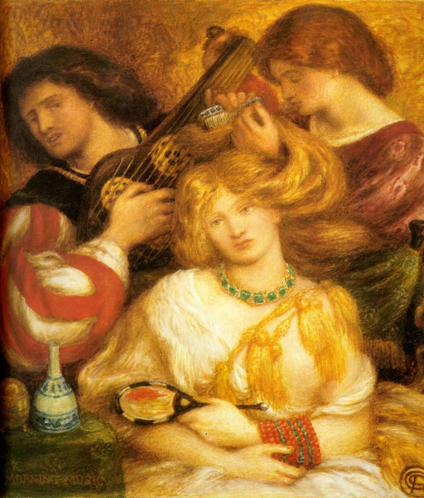 Morning Music, 1864 by Dante Gabriel Rossetti, pre-Raphaelite artist, 12x8" (A4) Poster