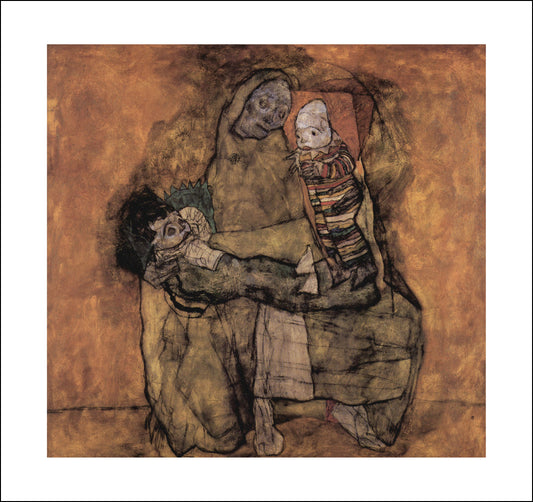 Mother with two children by Egon Schiele, 12x8" (A4) Poster Print