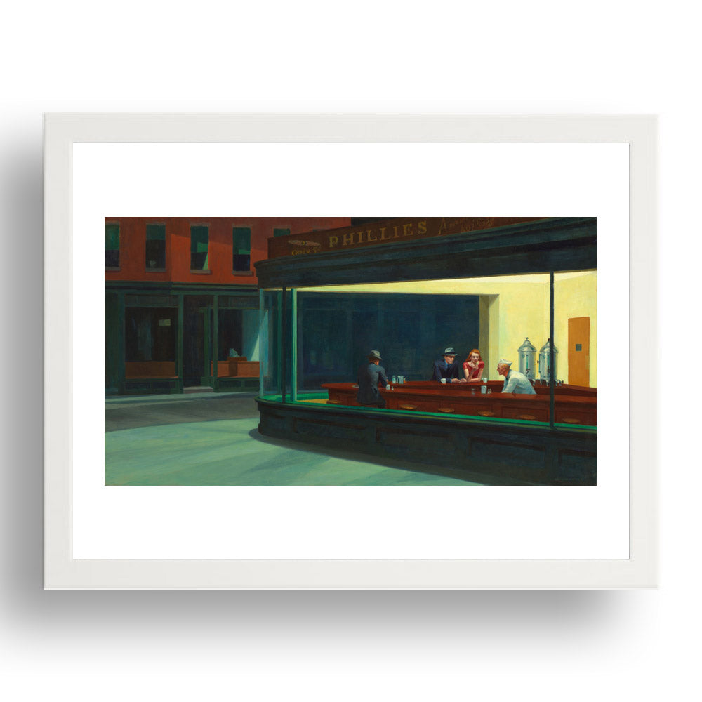 "Nighthawks' by Edward Hopper, Framed Art Poster