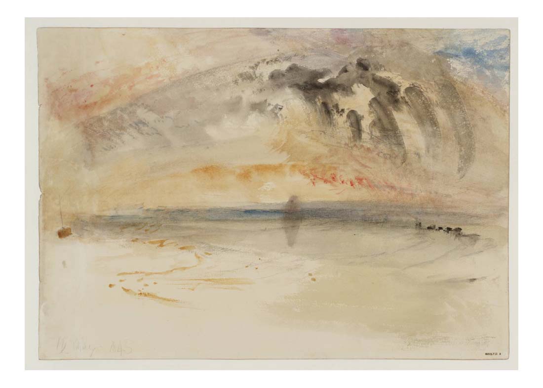 On the Beach, A Stormy Effect over the Sea, 1845 by John Mallord William Turner RA, 12x8"(A4) Poster