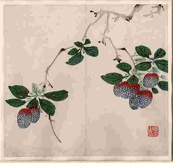 Shizhuzhai Shuhuapu,Branch with Fruit, Leaf from the Ten Bambo,16x12"(A3)Poster