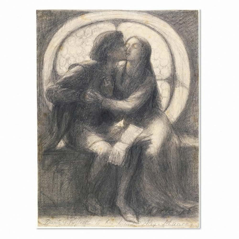 Paolo&Francesca, 1855 by Dante Gabriel Rossetti, English Pre-Raphaelite Painter,12x8"(A4) Poster Print