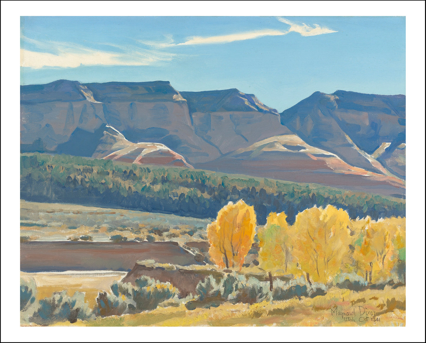 Peaceful Morning by Maynard Dixon, Classic American Western Art, 16x12" (A3) Poster Print