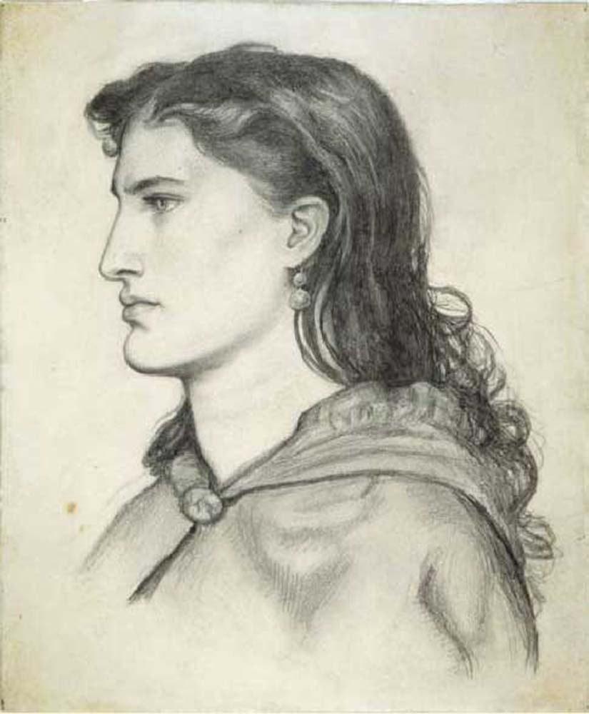 Aggie Manetti, 1862 by Dante Gabriel Rossetti, English Pre-Raphaelite Painter,16x12"(A3) Poster Print