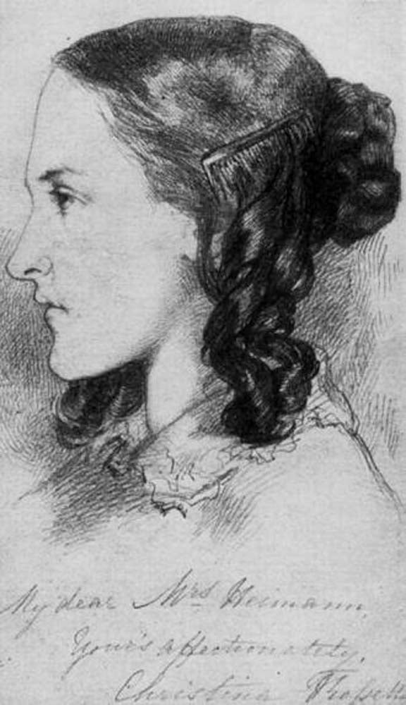 Christina Rossetti, 1847 by Dante Gabriel Rossetti, English Pre-Raphaelite Painter,12x8"(A4) Poster Print