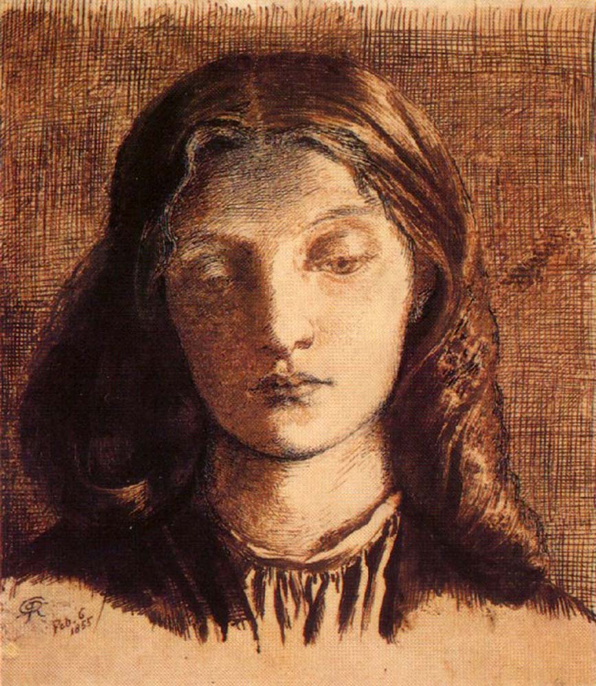 Elizabeth Siddal, 1855 by Dante Gabriel Rossetti, English Pre-Raphaelite Painter,12x8"(A4) Poster Print