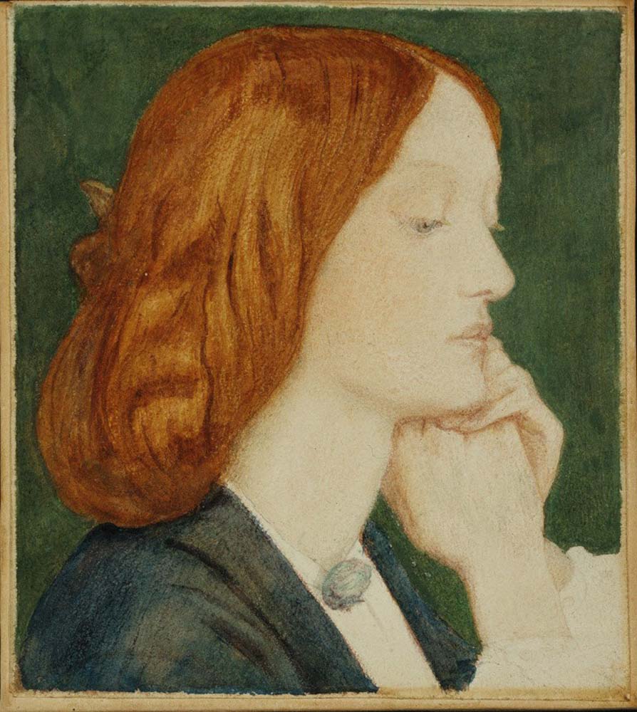 Portrait of Elizabeth Siddal, ca1860 by Dante Gabriel Rossetti, pre-Raphaelite artist, 12x8" (A4) Poster