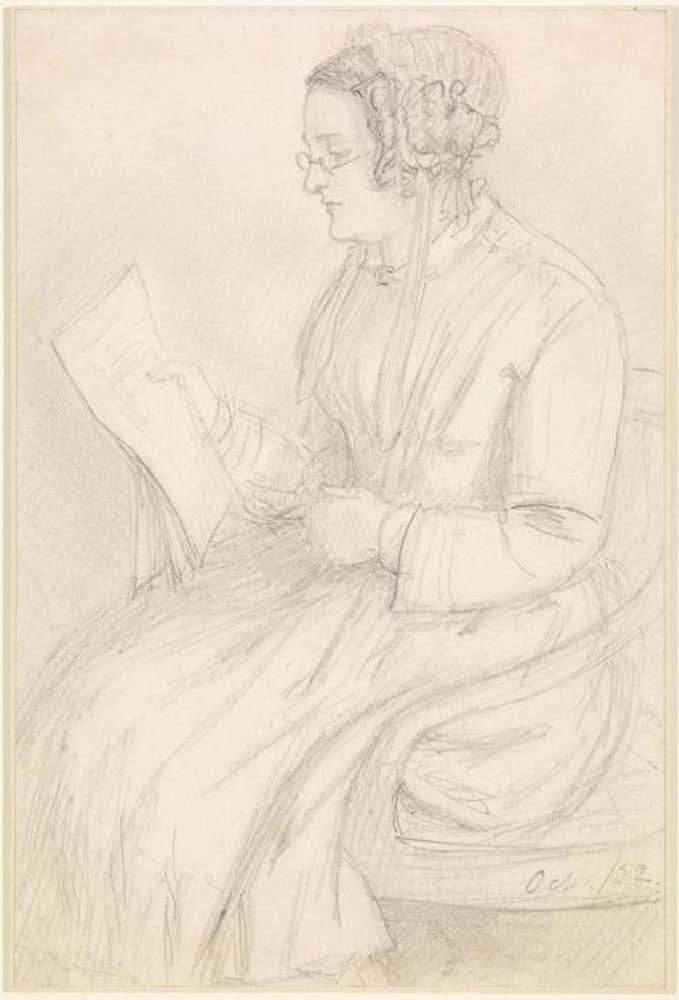 Frances Rossetti, the Artist's Mother, 1852 by Dante Gabriel Rossetti, English Pre-Raphaelite Painter,12x8"(A4) Poster Print