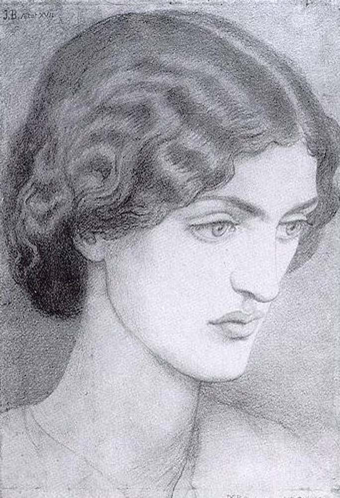Jane Morris, 1857 by Dante Gabriel Rossetti, English Pre-Raphaelite Painter,12x8"(A4) Poster Print