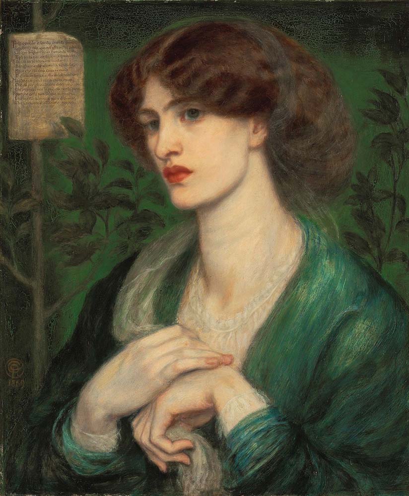 Portrait of Jane Morris as Beatrice, 1869 by Dante Gabriel Rossetti, pre-Raphaelite artist, 12x8" (A4) Poster