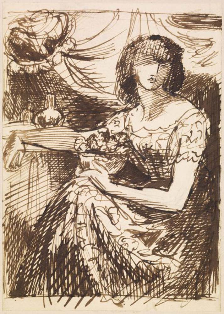 Jane Morris holding a Bowl of Flowers, ca1875 by Dante Gabriel Rossetti, English Pre-Raphaelite Painter,12x8"(A4) Poster Print
