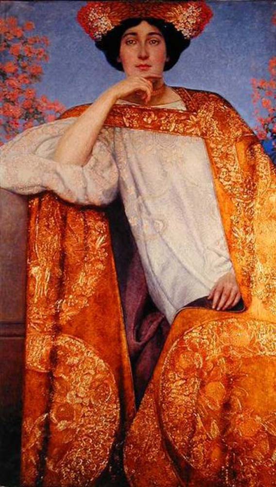Portrait of a Woman in a Golden Dress - Gustav Klimt - Date unknown, A4 Poster Print
