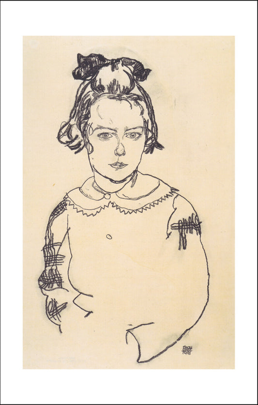 Portrait of a Young Woman by Egon Schiele, 12x8" (A4) Poster Print