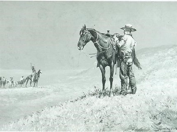 Frederic Remington:Standing Off Indians c1888-16x12"(A3) Poster