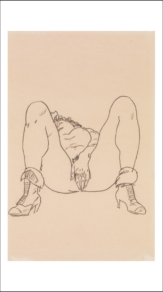 Reclining Nude with Boots, Erotic, 1918-2 by Egon Schiele, 12x8" (A4) Poster Print