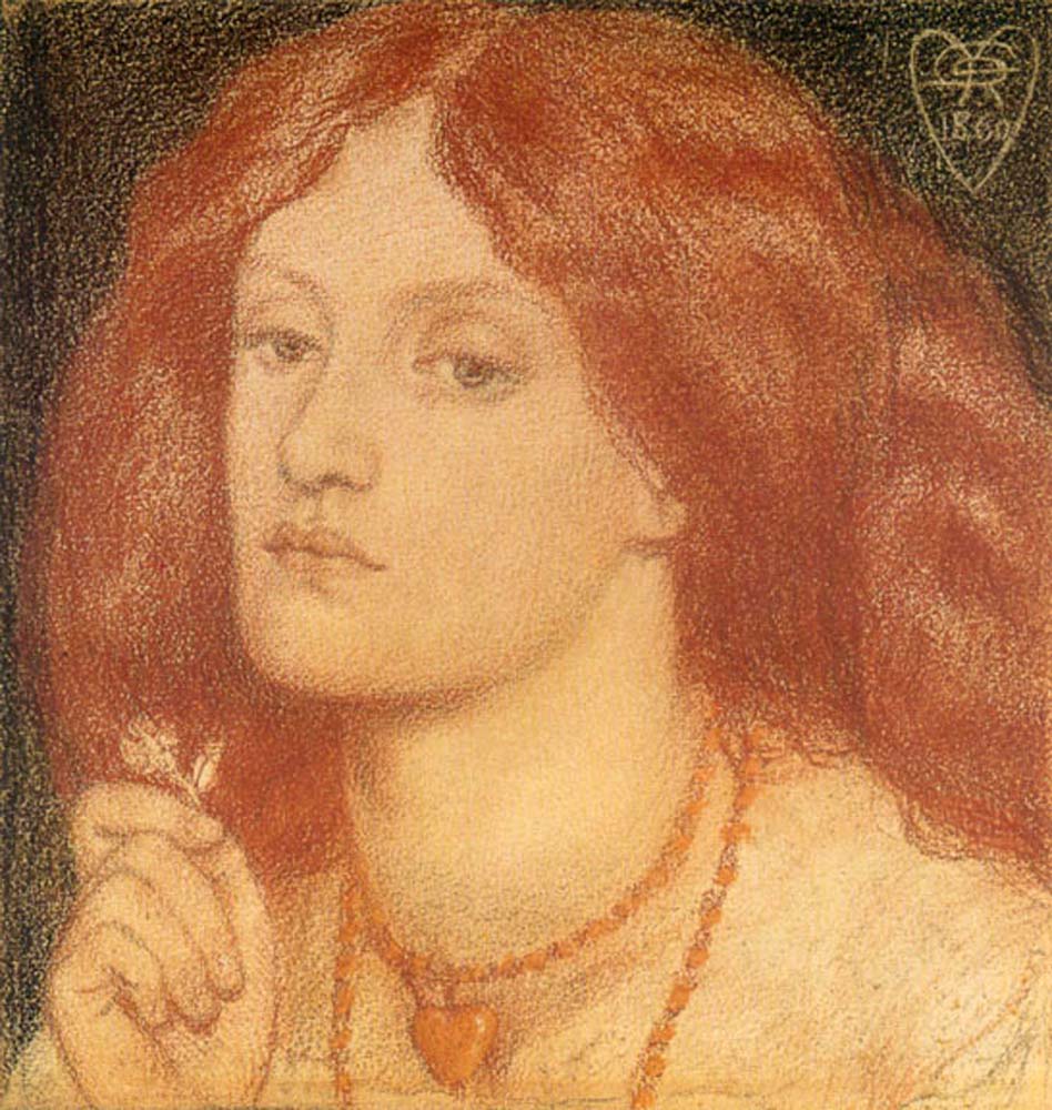 Regina Cordium or The Queen of Hearts, 1860 by Dante Gabriel Rossetti, pre-Raphaelite artist, 16x12" (A3) Poster