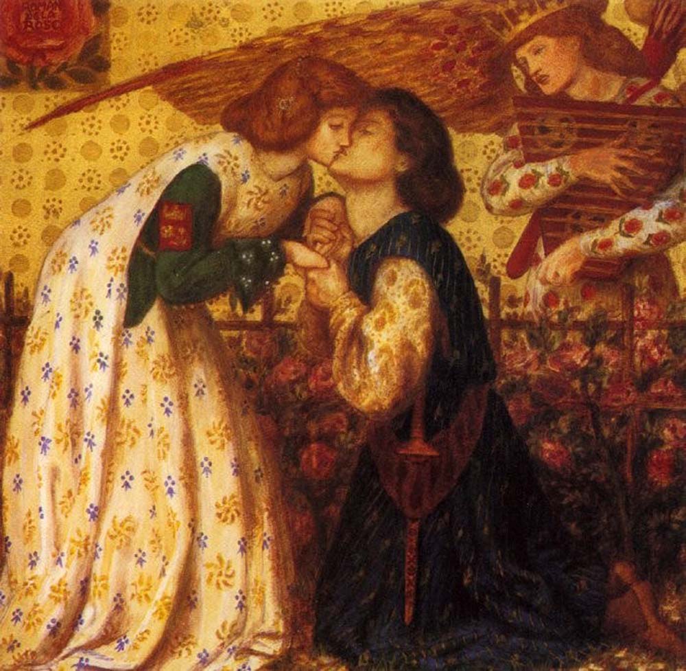 Roman de la Rose, 1864 by Dante Gabriel Rossetti, pre-Raphaelite artist, 16x12" (A3) Poster