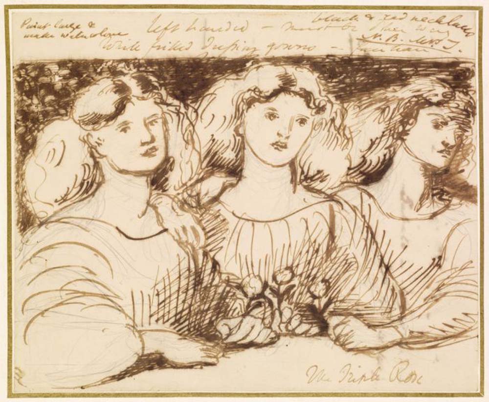 Rosa Triplex - Compositional , 1874 by Dante Gabriel Rossetti, English Pre-Raphaelite Painter,12x8"(A4) Poster Print