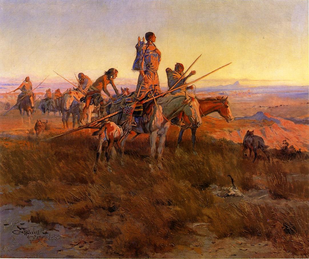 In-the-Wake-of-the-Buffalo-Hunters-by-Charles-Marion-Russell,-Classic-Western-American-Art,-16x12"-(A3)-Poster-Print
