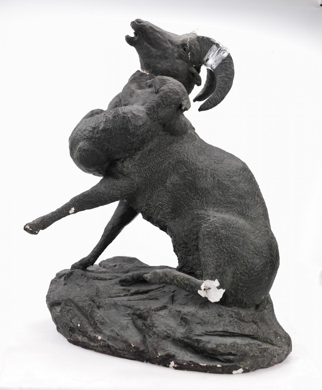 Edward Kemeys:Wild Sheep Attacked by Canada Lynx,16x12"(A3)Poster