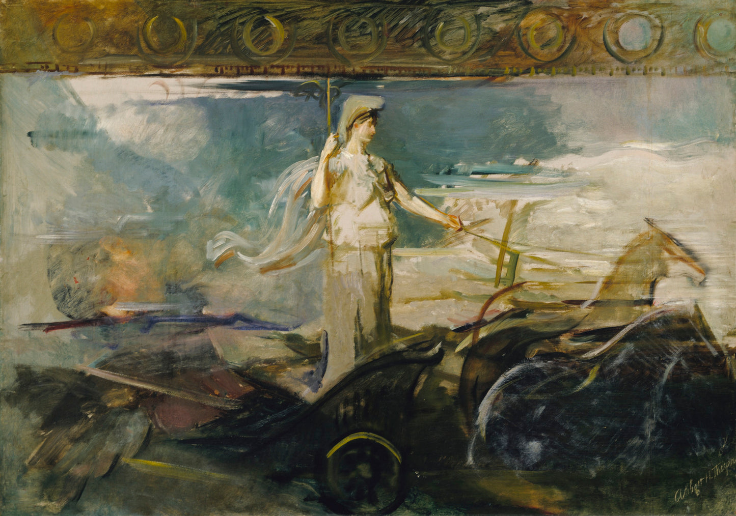 Abbott Handerson Thayer:Minerva in a Chariot,16x12"(A3)Poster