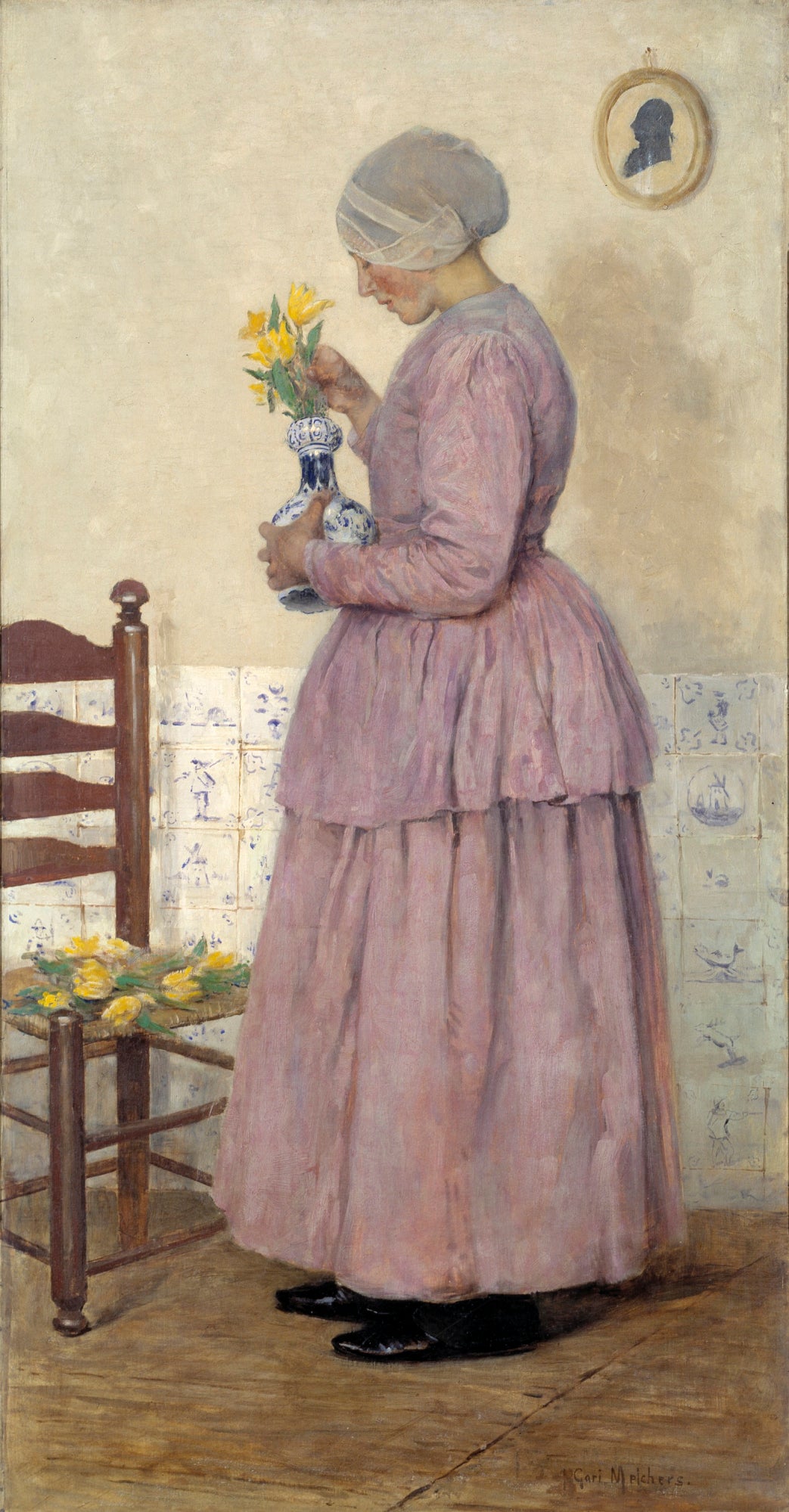Gari Melchers:Arranging the Tulips,16x12"(A3)Poster