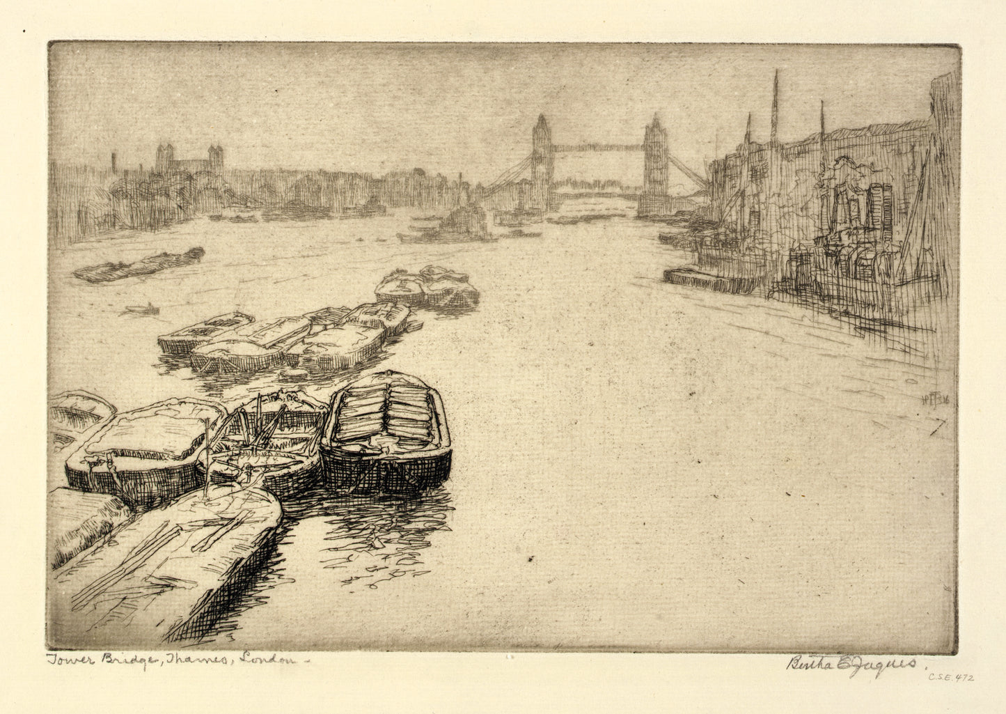 Bertha E. Jaques:Tower Bridge, Thames, London,16x12"(A3)Poster