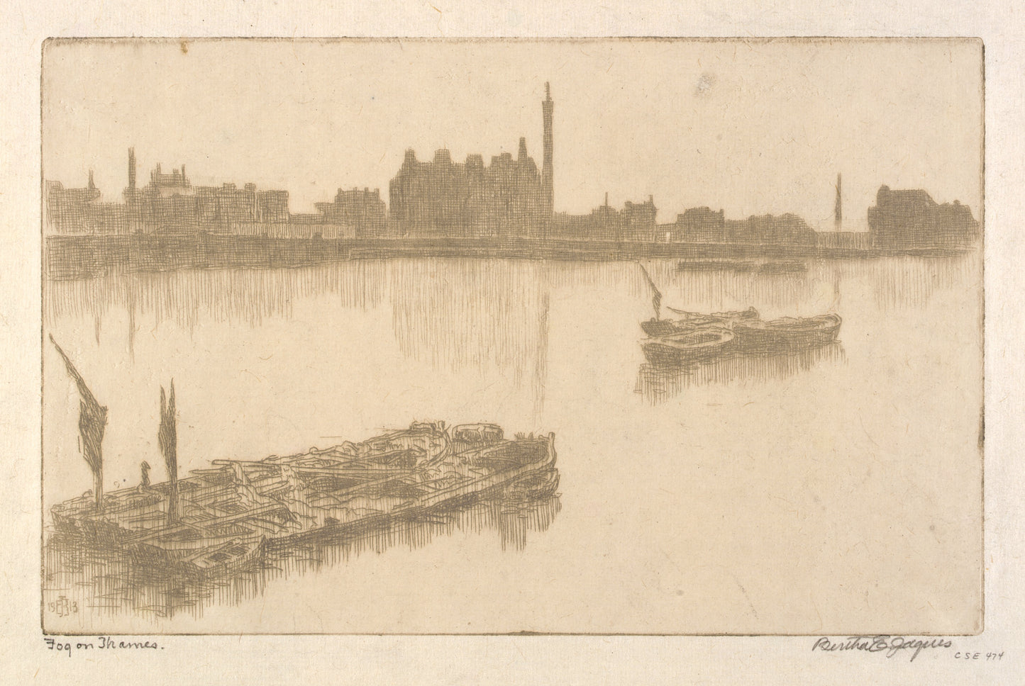 Bertha E. Jaques:Fog on Thames,16x12"(A3)Poster