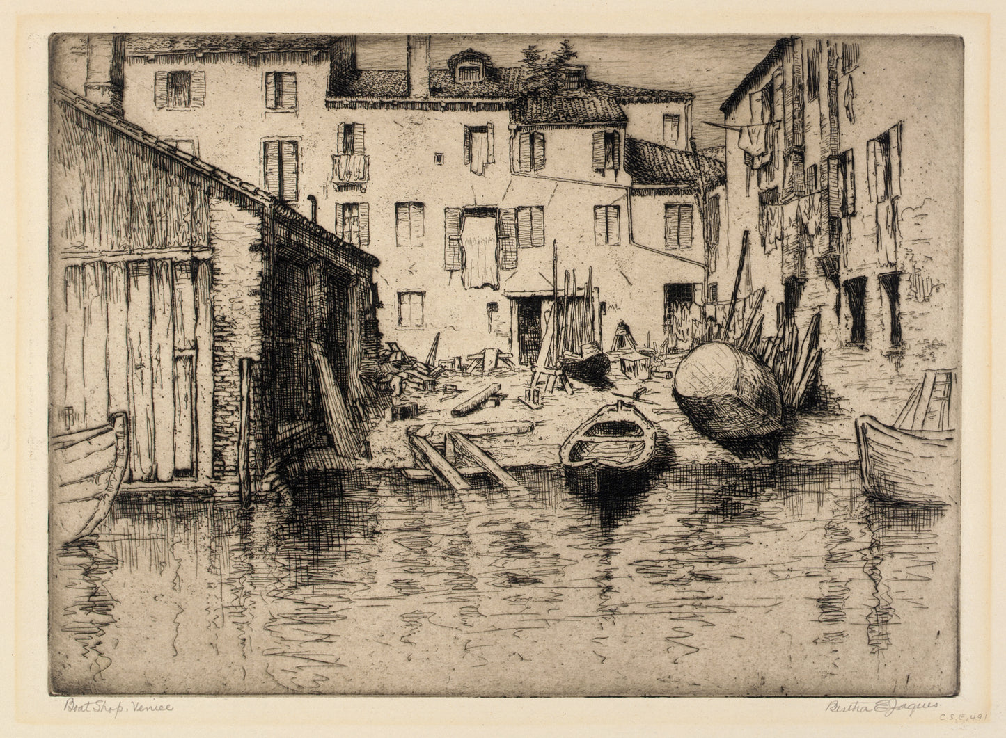 Bertha E. Jaques:Boat Shop, Venice,16x12"(A3)Poster
