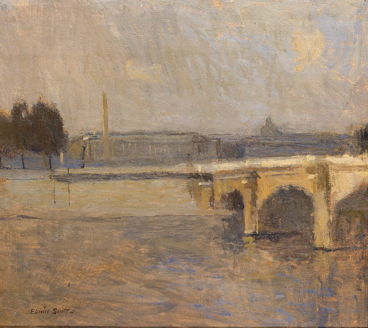 Frank Edwin Scott:Seine at Paris, Pont de la Concorde,16x12"(A3)Poster