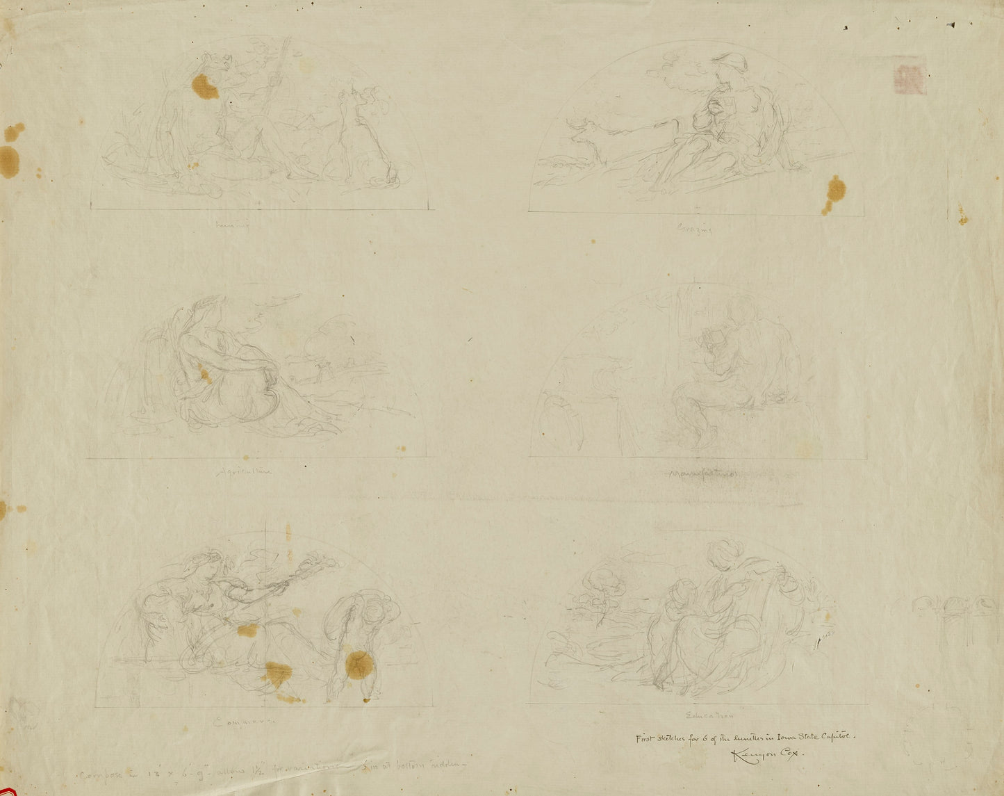 Kenyon Cox:(Iowa State Capitol Rotunda) (study for Six Lunet,16x12"(A3)Poster