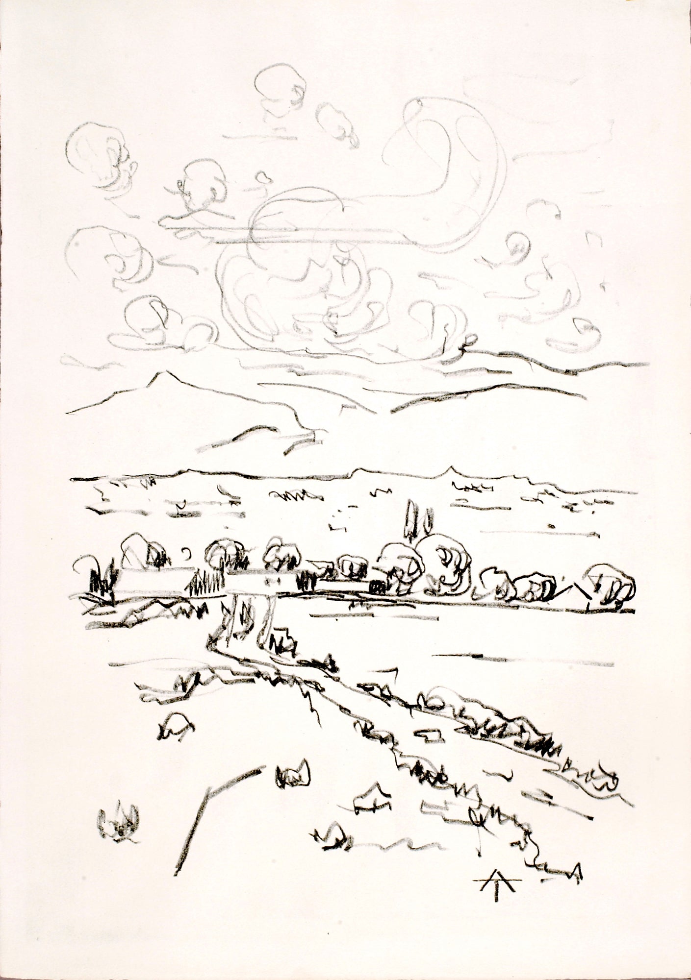 Allen Tucker:Landscape with Cumulous Clouds,16x12"(A3)Poster