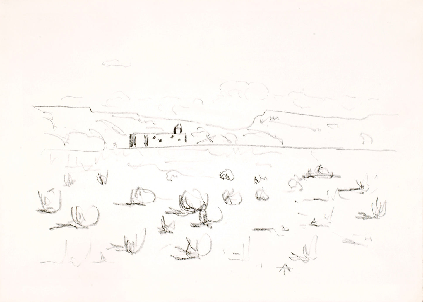 Allen Tucker:Prairie with Church in Background,16x12"(A3)Poster