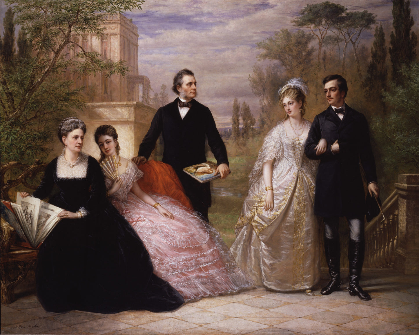 Daniel Huntington:The Field Family in a Garden,16x12"(A3)Poster