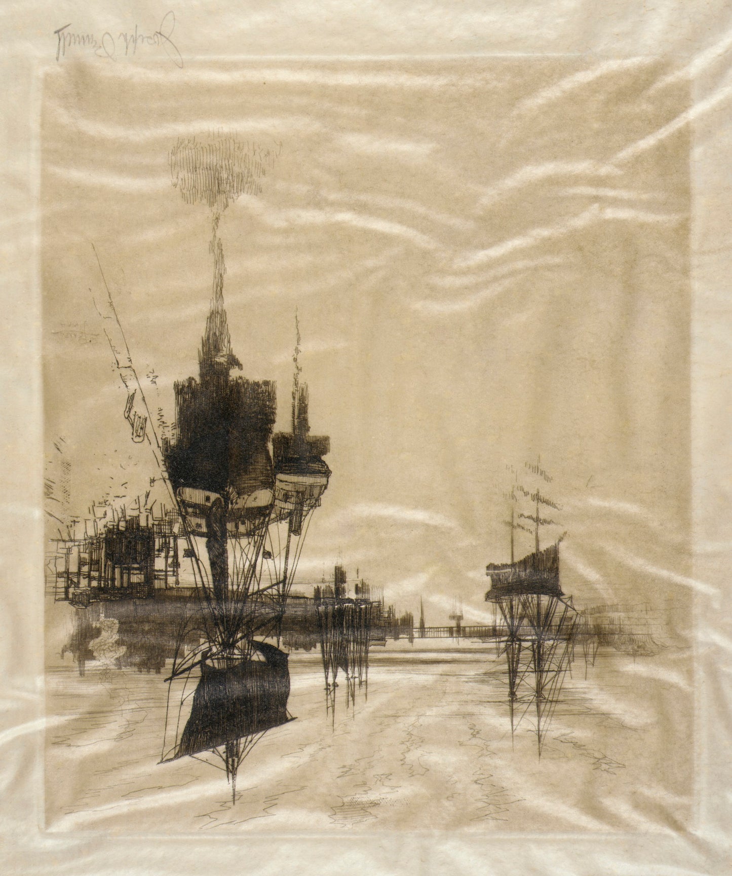 Joseph Pennell:Below Chestnut Street Bridge, Philadelphia,16x12"(A3)Poster