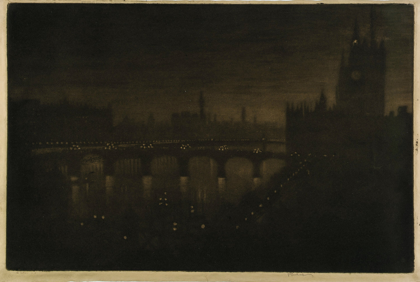 Joseph Pennell:Westminster Night--From My Studio Window,16x12"(A3)Poster