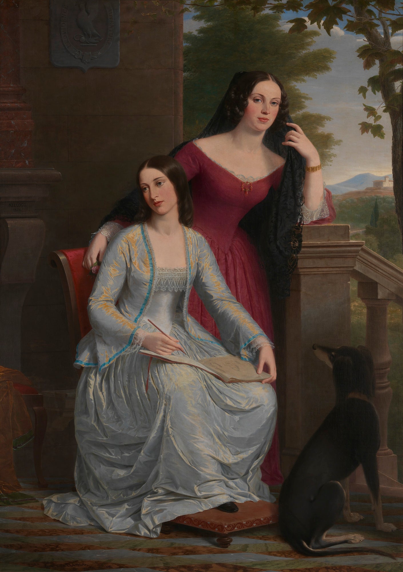 Miner Kilbourne Kellogg:Two Women in an Italian Landscape,16x12"(A3)Poster