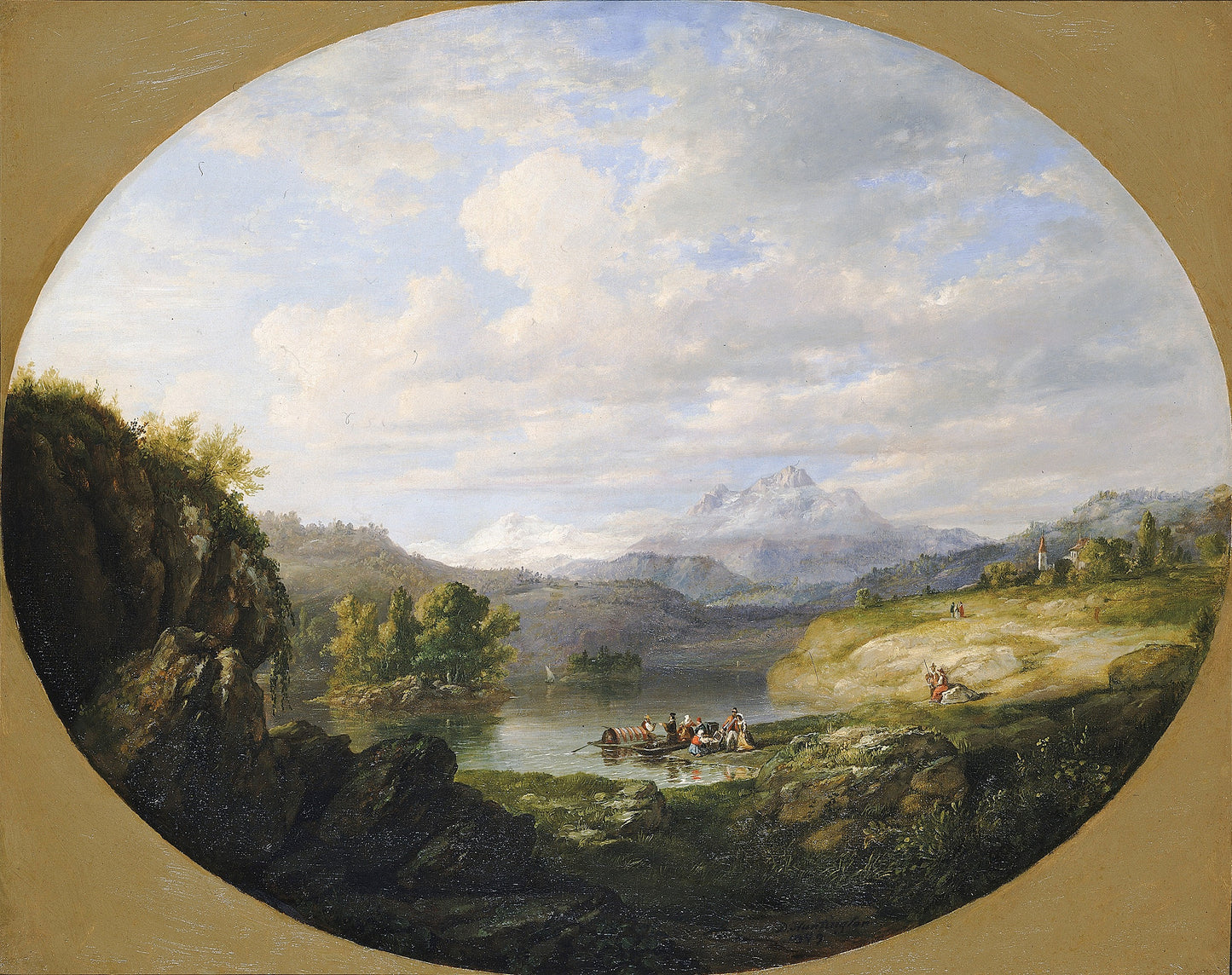 Daniel Huntington:A Swiss Lake,16x12"(A3)Poster