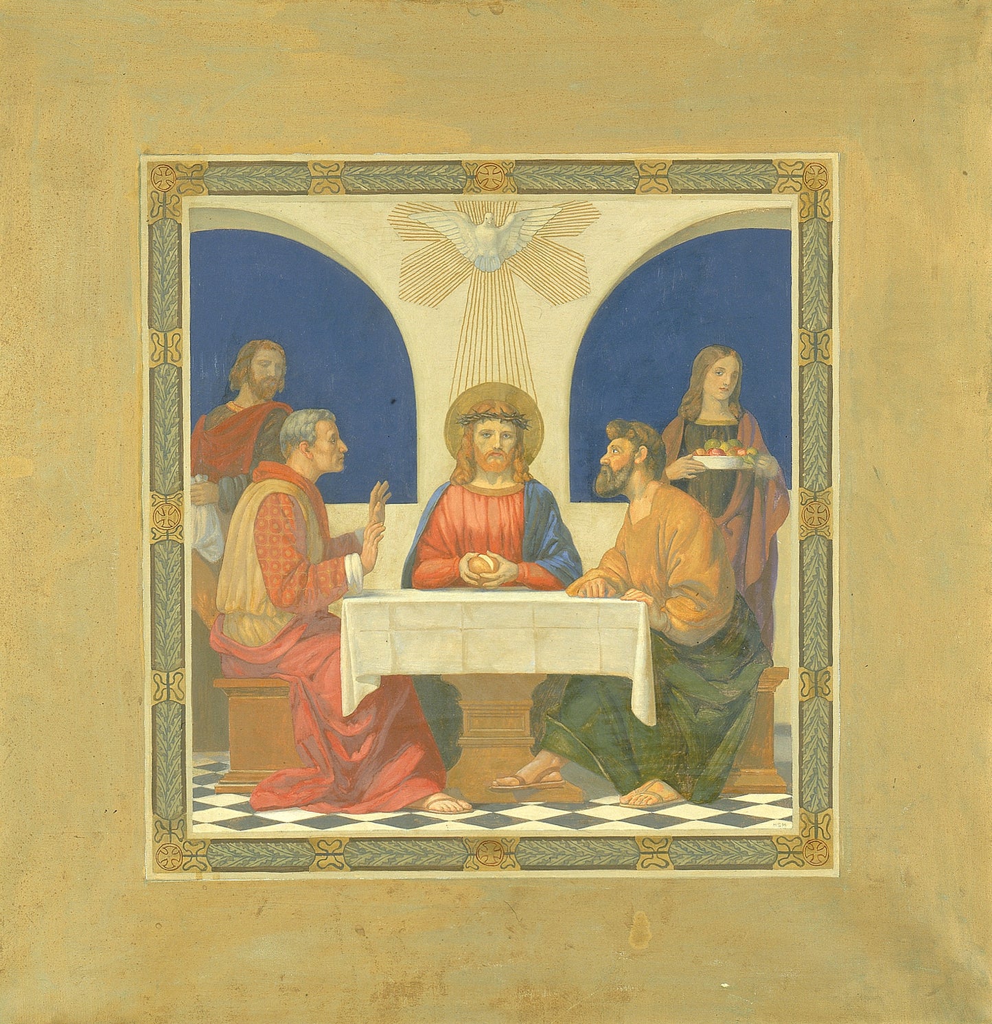 H. Siddons Mowbray:Supper at Emmaus,16x12"(A3)Poster