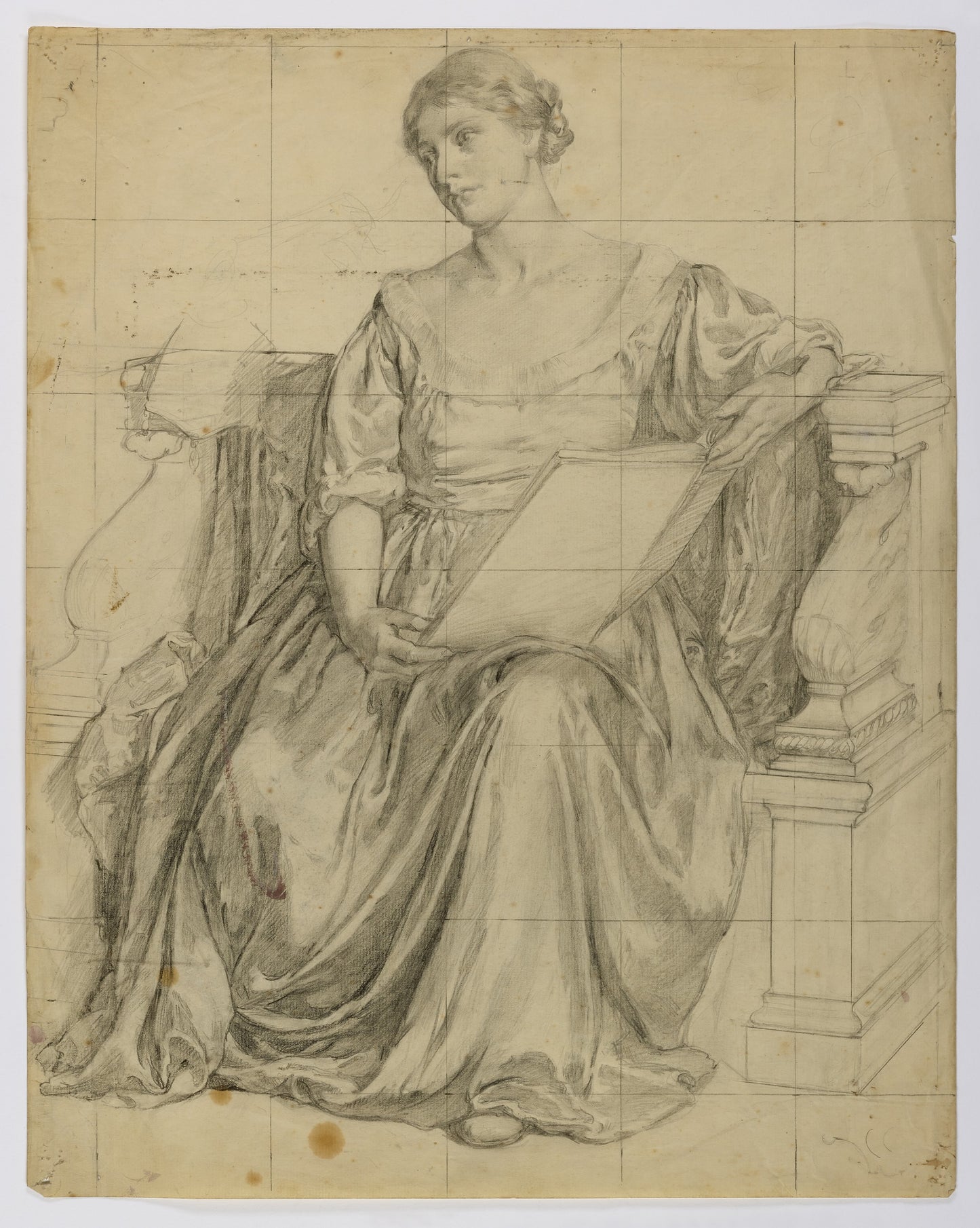 Louise Cox:Untitled (Seated Draped Female Allegorical Figure,16x12"(A3)Poster
