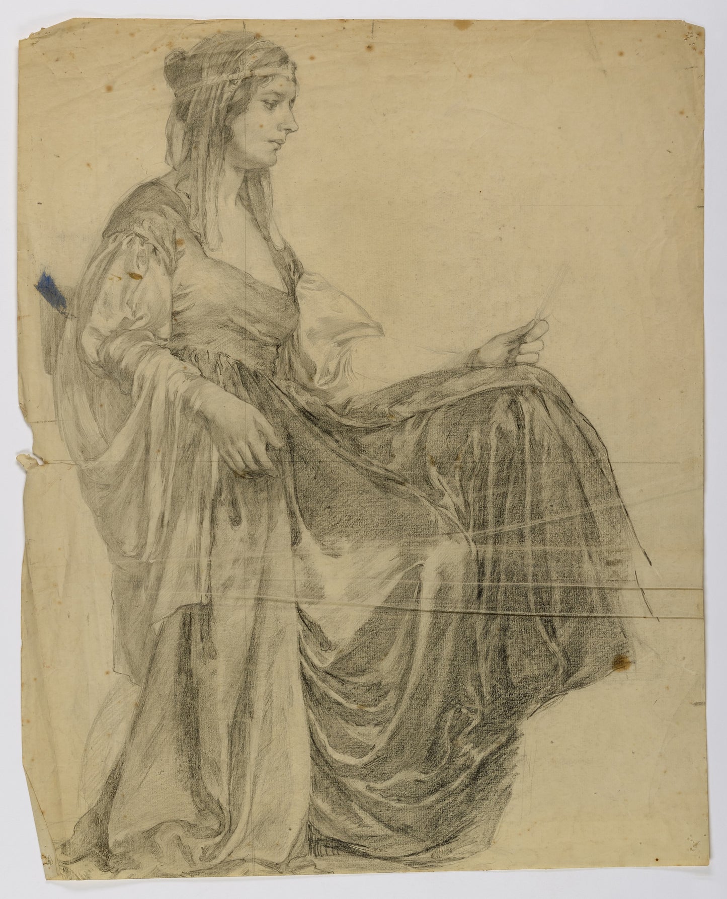 Louise Cox:Untitled (Seated Draped Female Figure, Profile),16x12"(A3)Poster