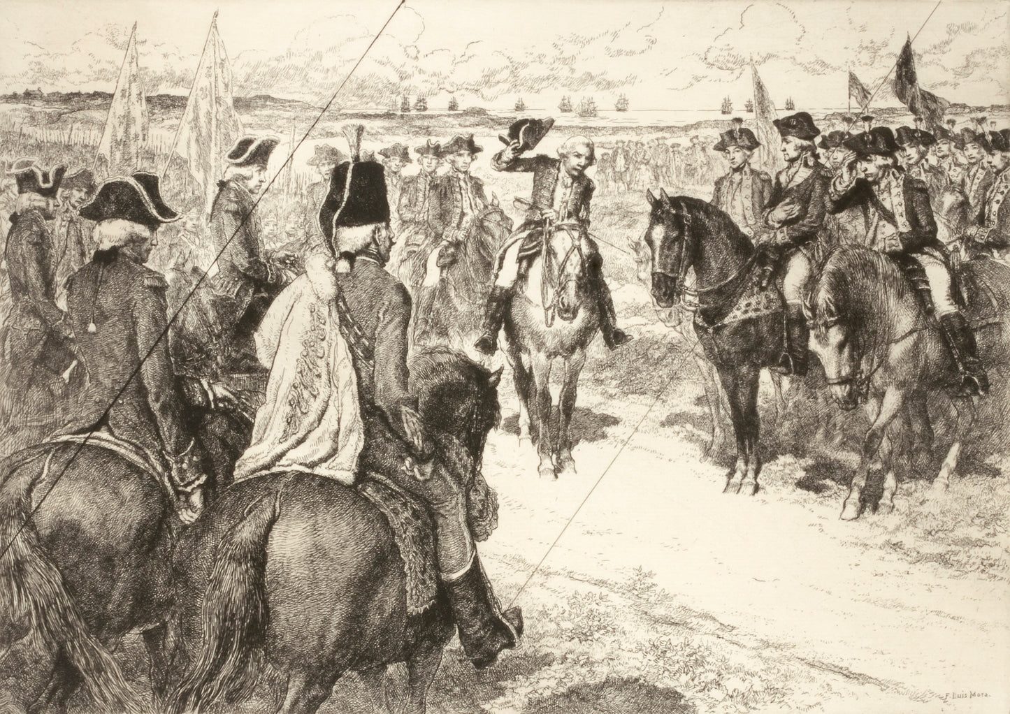 F. Luis Mora:The Surrender of Cornwallis (cancelled plate fr,16x12"(A3)Poster
