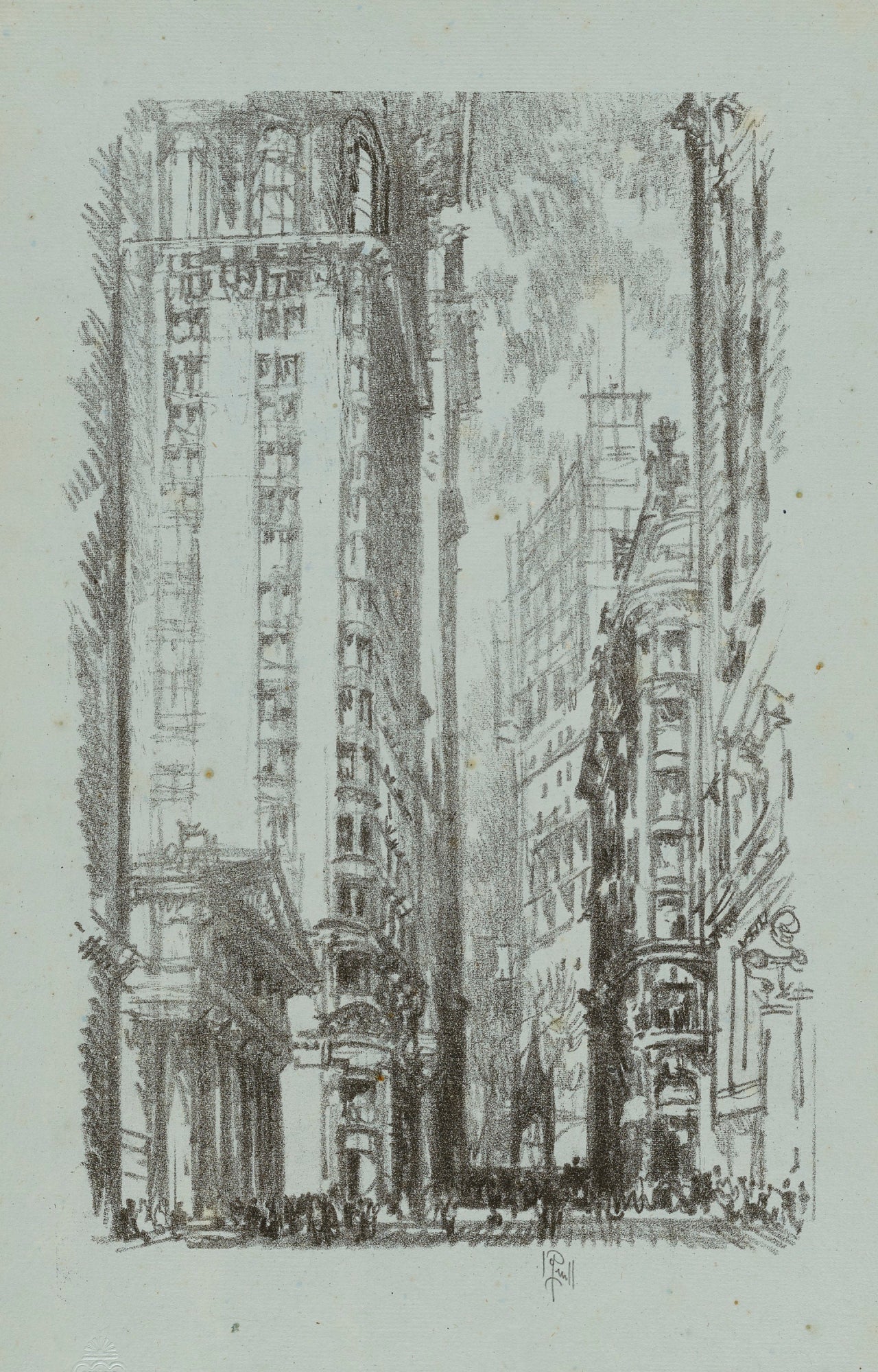 Joseph Pennell:Pine Street (from portfolio, Lithographs of N,16x12"(A3)Poster
