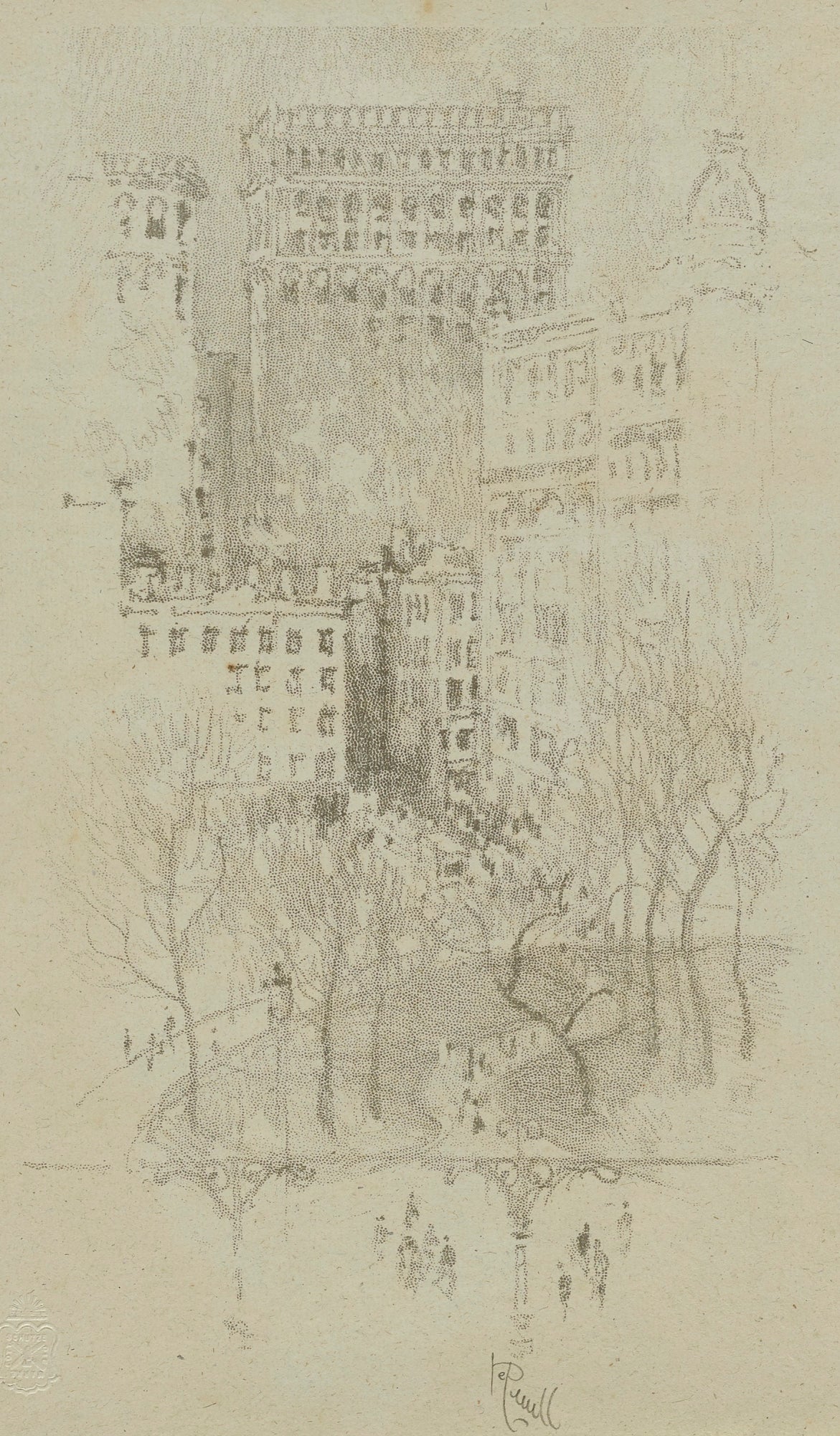 Joseph Pennell:Broadway from Bowling Green (from portfolio, ,16x12"(A3)Poster