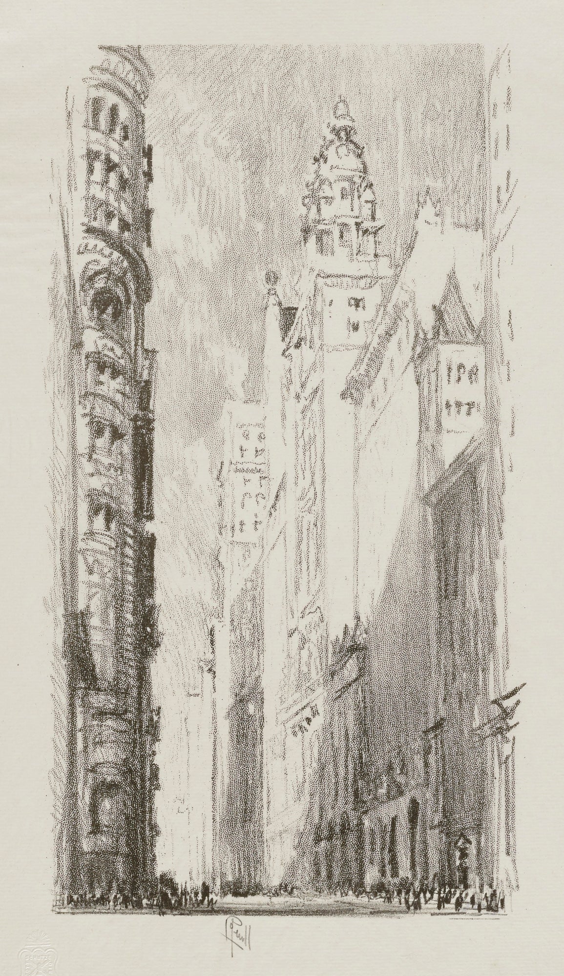 Joseph Pennell:Broadway Towers (from portfolio, Lithographs ,16x12"(A3)Poster