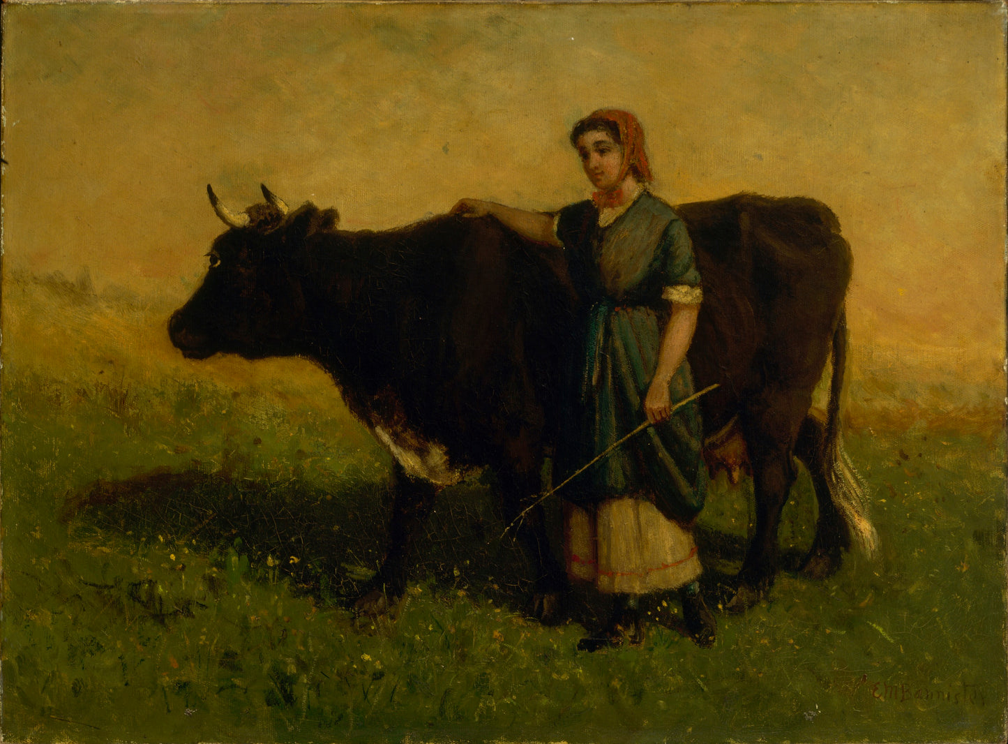 Edward Mitchell Bannister:Untitled (woman walking with cow),16x12"(A3)Poster