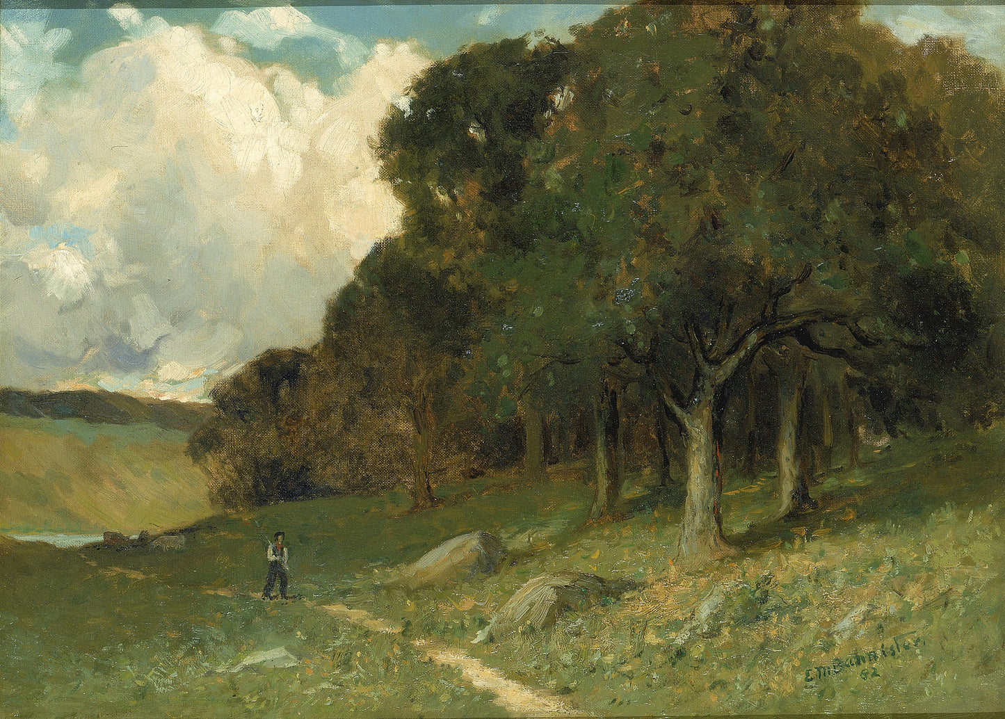 Edward Mitchell Bannister:Untitled (man on path with trees i,16x12"(A3)Poster